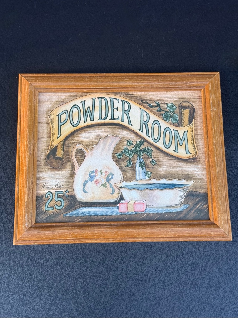 Vintage Farmhouse Powder Room Framed Wall Art Becca Barton Bathroom Sign Country